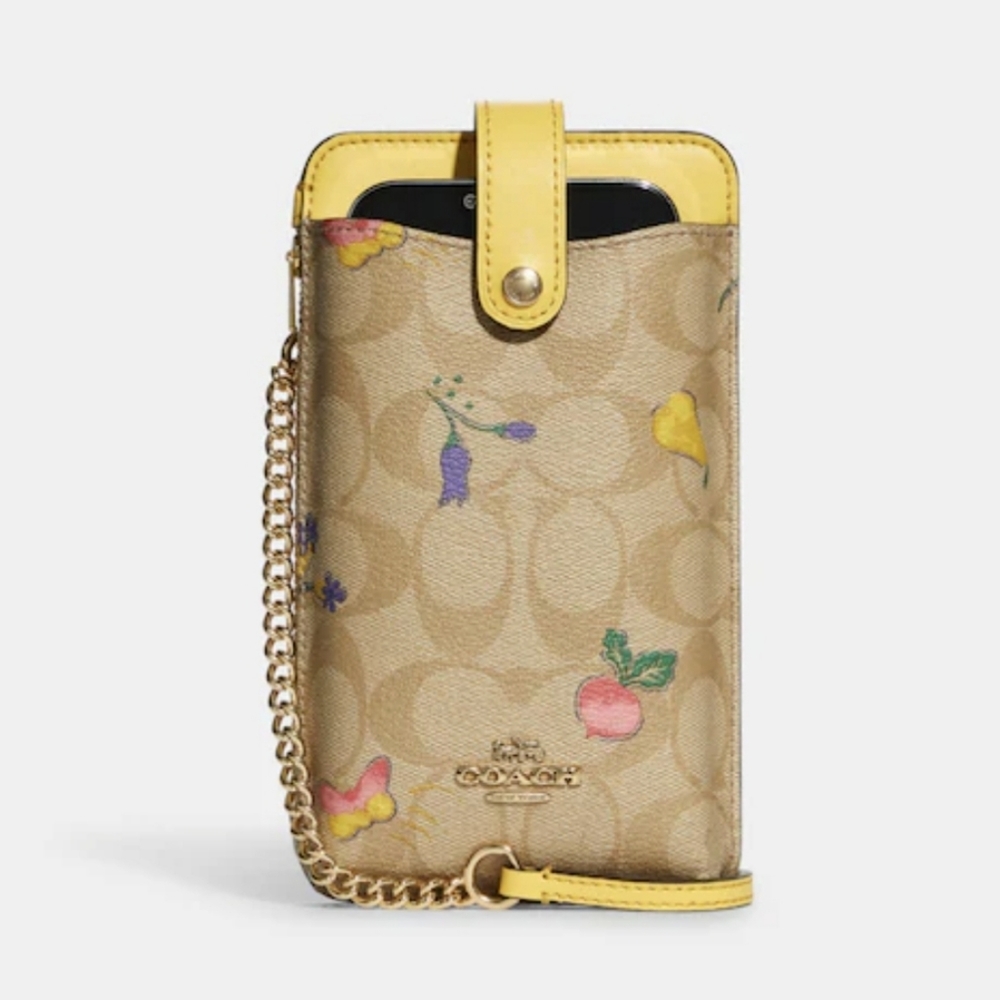 Coach Phone Crossbody In Signature Canvas With Dreamy Veggie Print